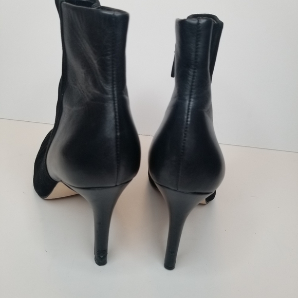 ANN TAYLOR Paulina Suede and Leather Black Booties with Heel - Picture 6 of 8